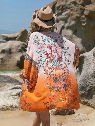 Out of State - Printed Long Sleeve Cover-Up - Open Front Design