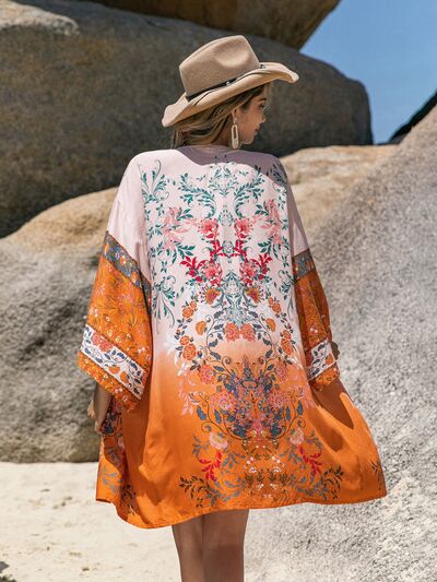 Out of State - Printed Long Sleeve Cover-Up - Open Front Design