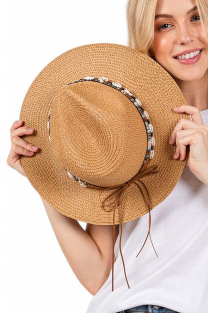 Sea Shell Hat Band Straw Fedora Sun Hat