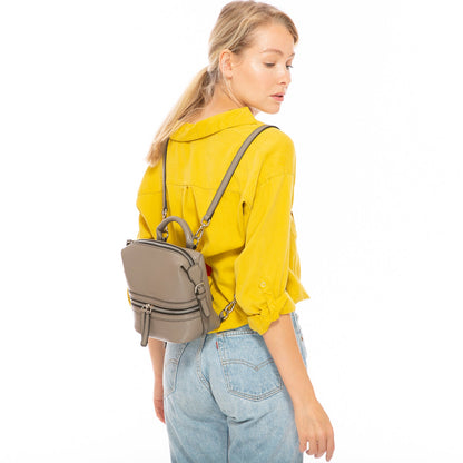 SUSU Gray Leather Backpack Purse for Women Convertible Crossbody Bag