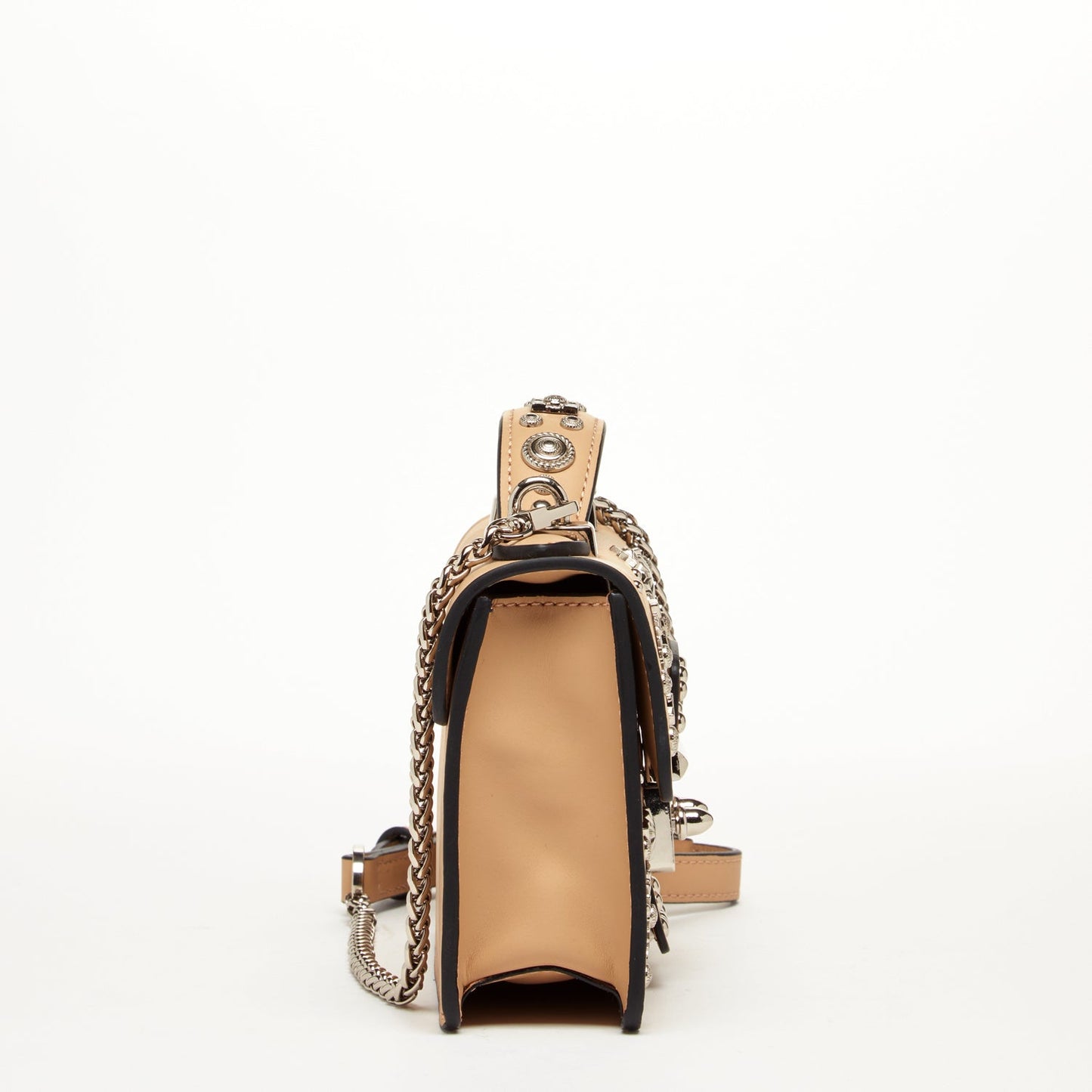 SUSU Small Leather Crossbody Bag Studded Dark Beige Tan Purse  Women's
