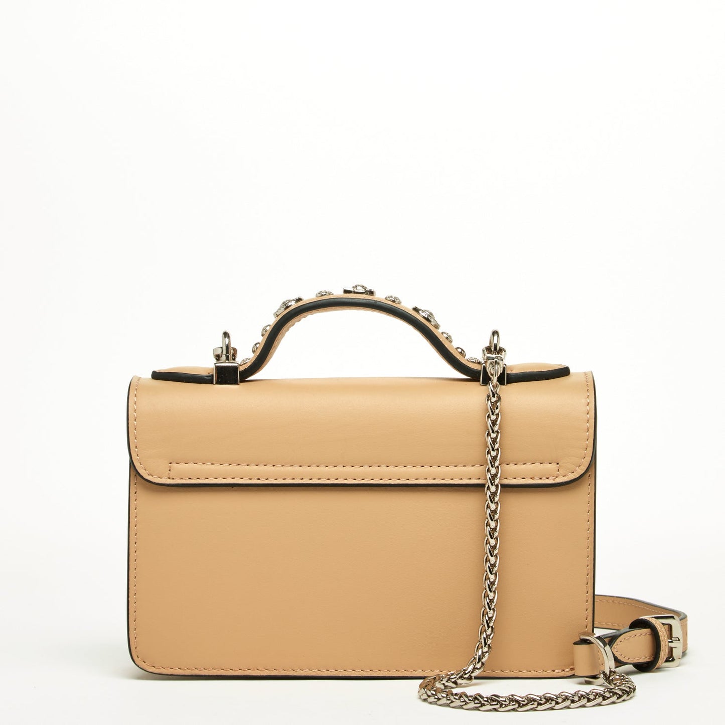 SUSU Small Leather Crossbody Bag Studded Dark Beige Tan Purse  Women's