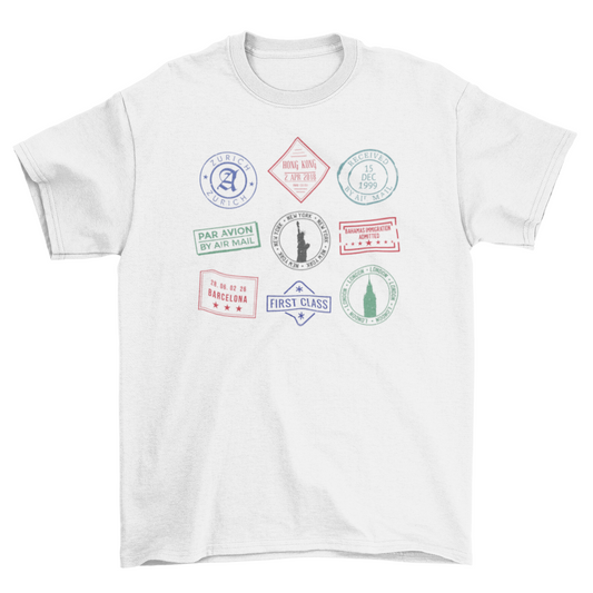 Passport stamps travel t-shirt