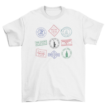 Passport stamps travel t-shirt