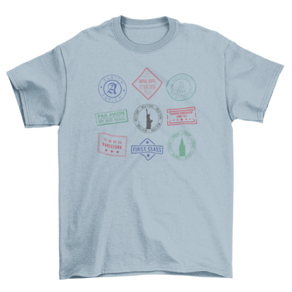 Passport stamps travel t-shirt