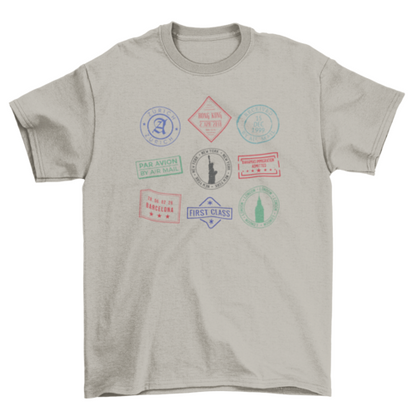 Passport stamps travel t-shirt