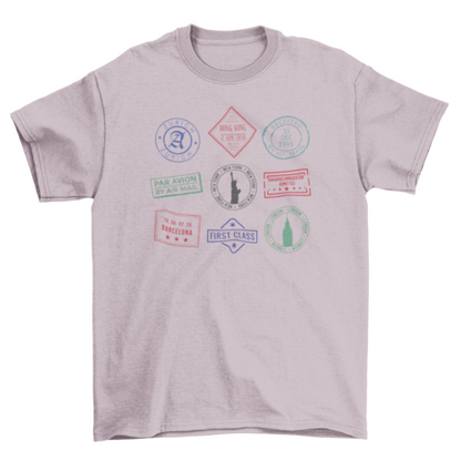 Passport stamps travel t-shirt