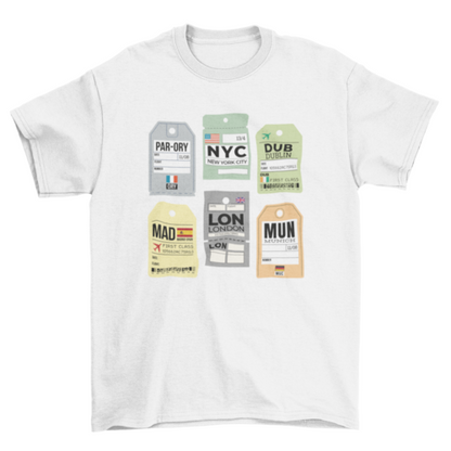 Travel luggage tags t-shirt